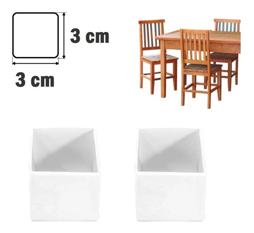Ponteira Protetora Pé De Cadeira Mesa Banqueta 3x3cm - 4 Pç