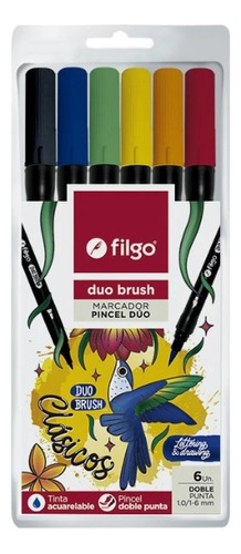 Marcador Pincel Doble Punta Filgo Duo Brush X6 Colores