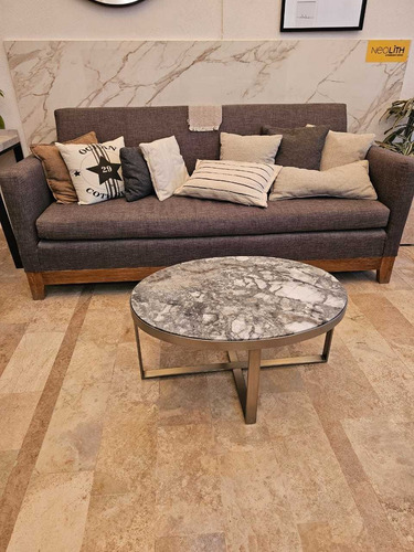 Mesa Living Capri 83x60 Mármol Invisible Grey. Hierro. Sale