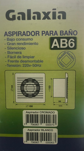 Imagen 4 de 8 de Extractor De Aire Para Baño Galaxia 6 Ab6 Color Grafito