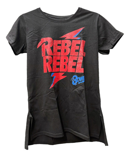 Remera Dama Bowie Rebel 100% Algodon Negra Lupe Store