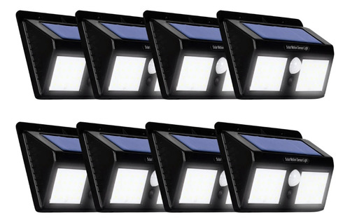 8x Luminária Solar Dupla 40 Leds Sensor Presença Automático