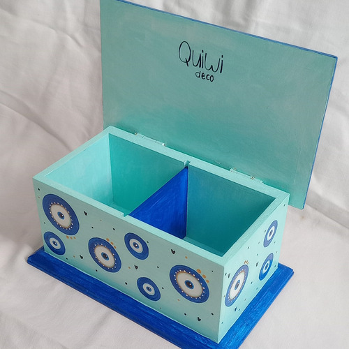 Caja De Te Alhajero Pintada A Mano Ojo Turco Varios