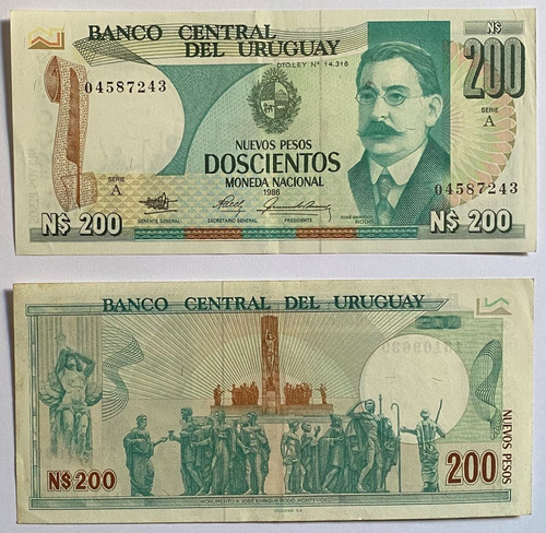 Billete Uruguay 200 N Pesos 1986, 27a, Rotondaro, Bu52