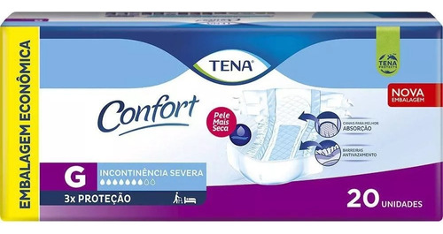 Fralda geriátrica tena Confort G com 20 unidades