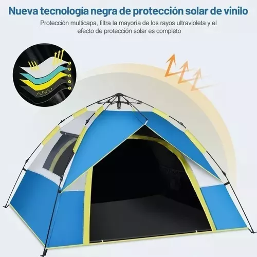 Tienda Casa De Campaña 4 Personas Grande Camping 2.1x2x1.35m