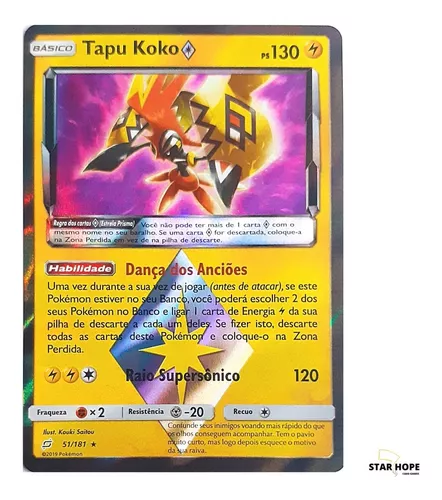 Tapu Koko Estrela Prisma Pokémon (51/181) ORIGINAL COPAG- CARTA EM  PORTUGUÊS