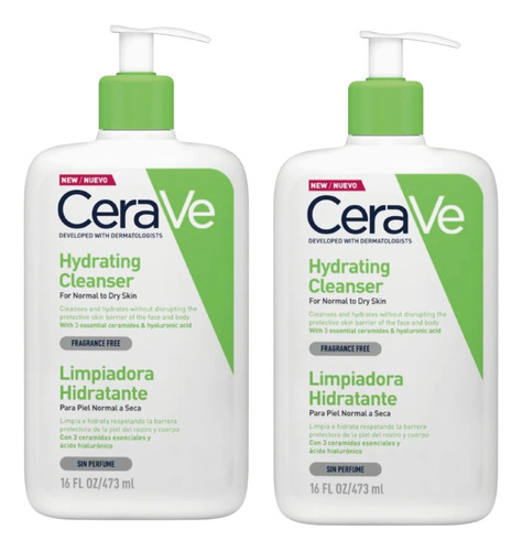 2 Pack Cerave Limpiadora Hidratante Piel Normal A Seca 473ml