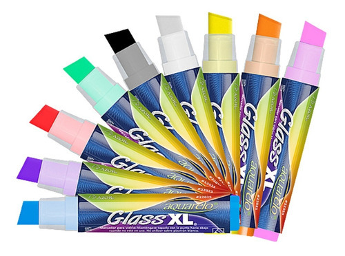 Marcador Plumon Color Vidrio Cristal Aquarelo Glass Xl Azor