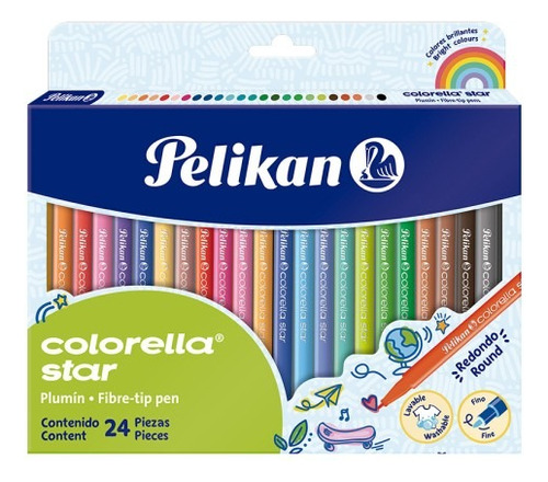 Plumones Pelikan X 24 Und Colorella Star Redondo