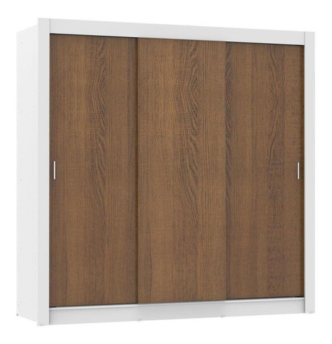 Guarda Roupa Casal Madesa Mônaco Com 3 Portas De Correr Cor Branco/Rustic