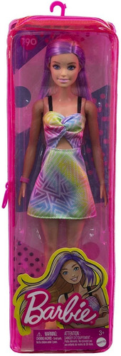 Imagem 5 de 9 de Barbie 2022 Fashionistas Doll 190 Loira Mecha Lilás