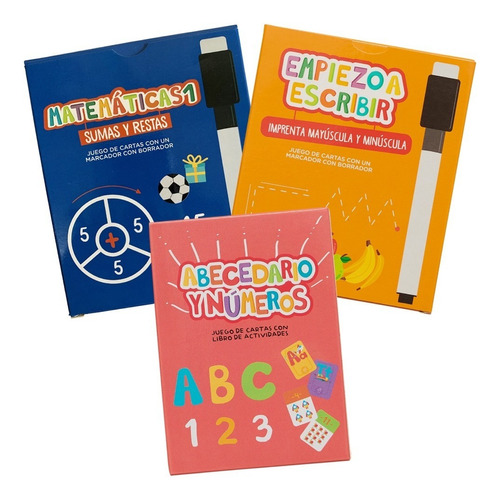 Juegos De Cartas Didácticas Con Marcador Pack Inicio Niños