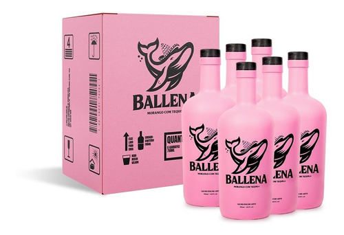 Ballena Licor De Morango Com Tequila 750ml Caixa Com 6 Unid 