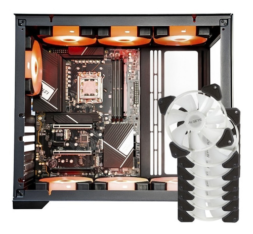 Gabinete Gamer Alseye Cube + 7 Ventiladores Neo Pro Fan