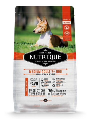 Alimento Nutrique Ultra Premium Medium Adult +7 Para Perro Adulto De Raza Mediana Sabor Pavo En Bolsa De 12 kg