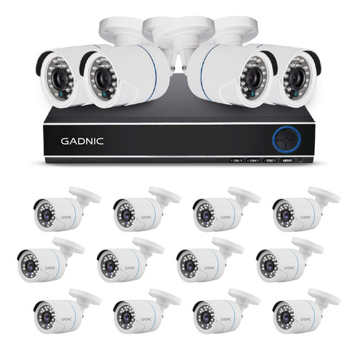 Kit De Seuridad Dvr Canales Cámaras Interior / Exterior Cctv Color Blanco