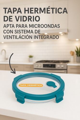 Contenedor Hermetico Taper De Vidrio Apto Para Horno 950ml Color Turquesa