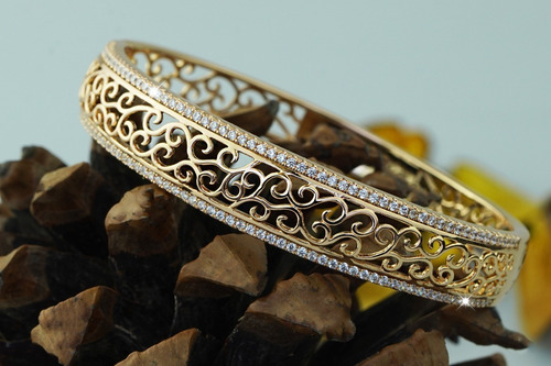 Imagen 3 de 10 de Pulsera Brazalete Oro 18k Fino Elegante Mujer Mama Regalo