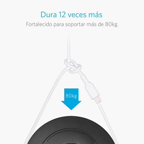 Imagen 3 de 10 de Cable Cargador Usb A Lightning Anker Powerline Ii iPhone