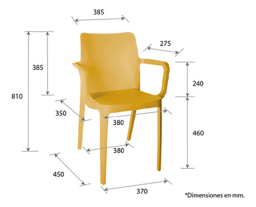 Silla De Comedor Biella Con Brazos De Plástico Resistente