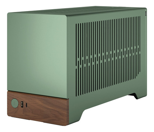 Fractal Design Terra Jade - Panel Frontal De Madera De Nogal - Factor De Forma Pequeño - Estuche Para Juegos Mitx - Cable Elevador Pcie 4.0 - Usb Tipo C - Paneles De Aluminio Anodizado
