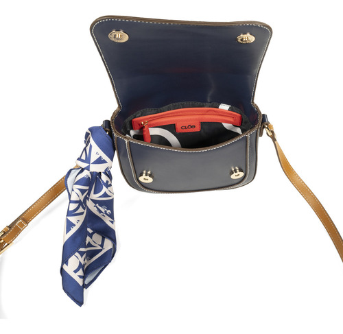 Bolso Crossbody Cloe Para Mujer Chico Con Mascada Marino Color Azul marino