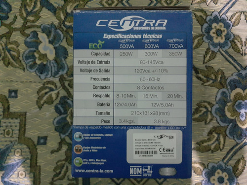 Imagen 4 de 5 de Ups Centra De 600va/300w