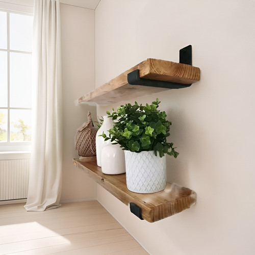Promo X 2 Estantes Medidas 60 X 20 Estilo Industrial Repisa Roble