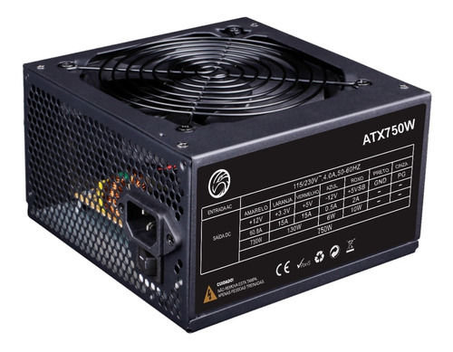 Fonte Atx 750w Real Trs/7400-b 24 Pinos Box - Tronos Cor Preto 110V/220V