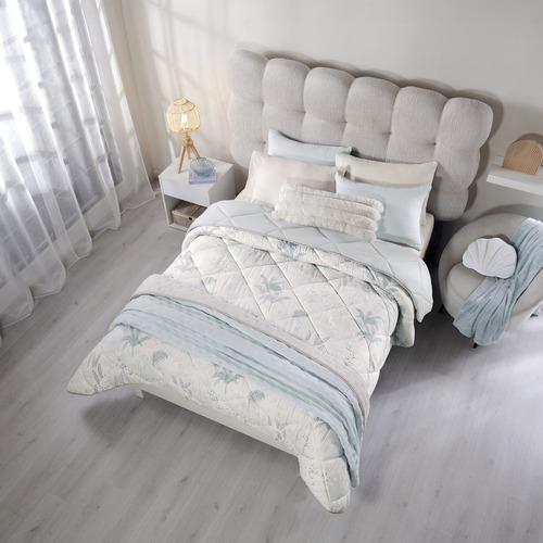 Juego De Edredon Oasis King Size Blanco / Azul Cielo Vianney
