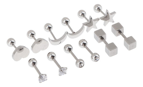 12pcs Pendientes De Tornillo De De Material Acero Inoxidable