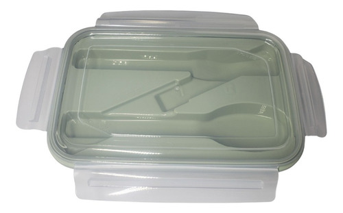 Imagem 2 de 6 de Pote Marmita Bpa Free Vai Micro-ondas 900ml Com Porta Talher