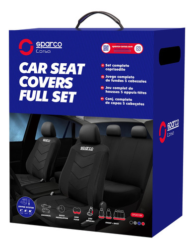 Set Fundas Cubre Asiento Sparco 9pcs Negro 431 Tela /r&r