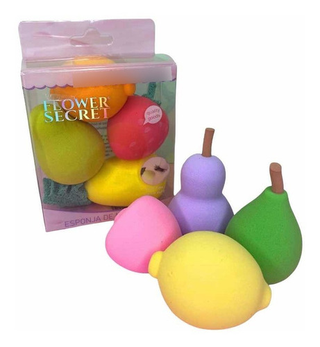 Set 4 Esponjas Formas Frutales Maquillaje Flower Secret