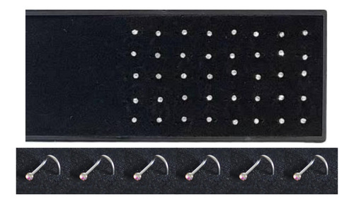 Piercing Nariz Pedrinha Strass Base Curva Cartela 40 Unidade