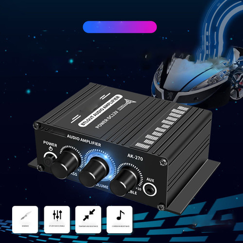Mini Amplificador De 2 Canais, Som Limpo, Poderoso E Portáti