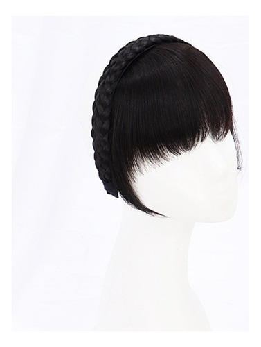 Shaoke Diadema Trenzada Negra Natural Com Flequillo De Pelo