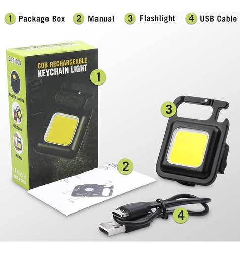 Lámpara Led Recargable Portátil ,campamento,luz De Llavero Negro Blanco