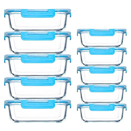 Yangnay 10 Pack Glass Food Storage Containers With 4pz5z