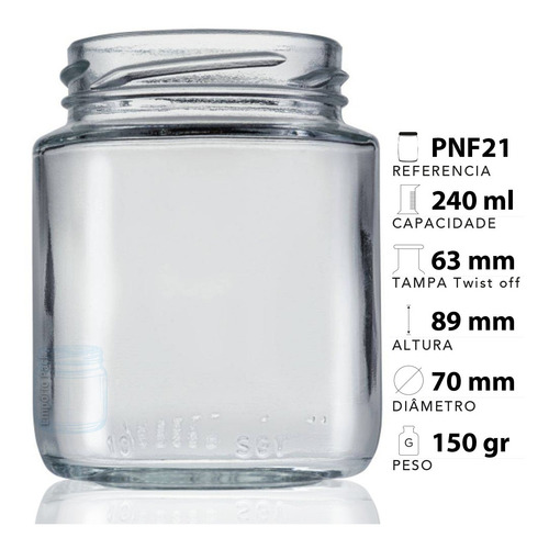 Imagem 3 de 6 de 12 Potes De Vidro Belém 240ml Com Tampa E Lacre
