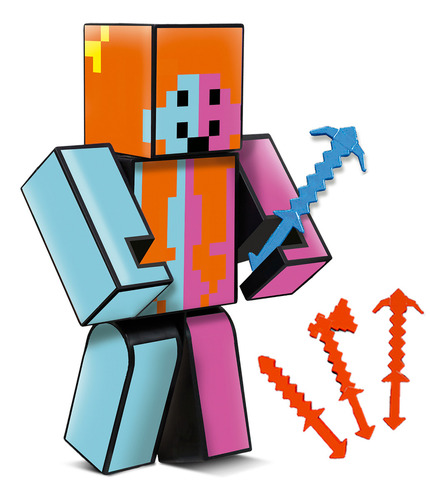 Boneco Mana Do Jogo Minecraft Youtuber Com Ferramentas 15cm
