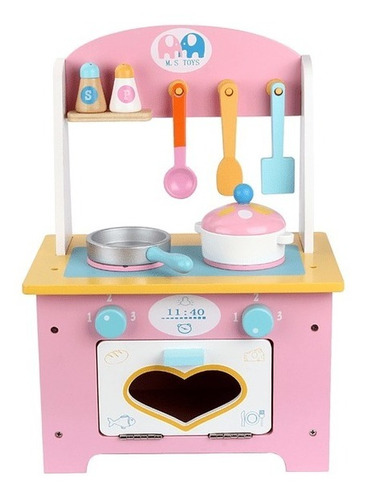 Cocina Love Rosada De Madera - Kidscool