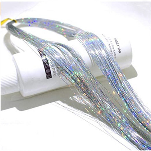 Hilos De Oropel Metalicos Para Cabello Plateado Holografico