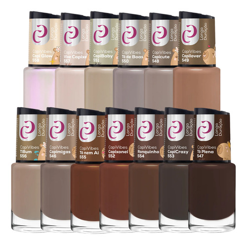 Kit 13 Esmaltes Cora Capivibes Nova Coleção Completa Nude