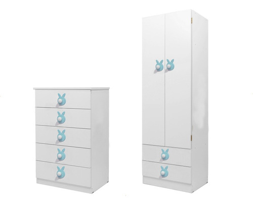 Combo Dormitorio Bebé Niños Cajonera 5 Cajones + Ropero 60cm