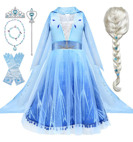 Tacobear 10 Piezas Frozen Elsa Disfraz Vestido Para Niñas Ni