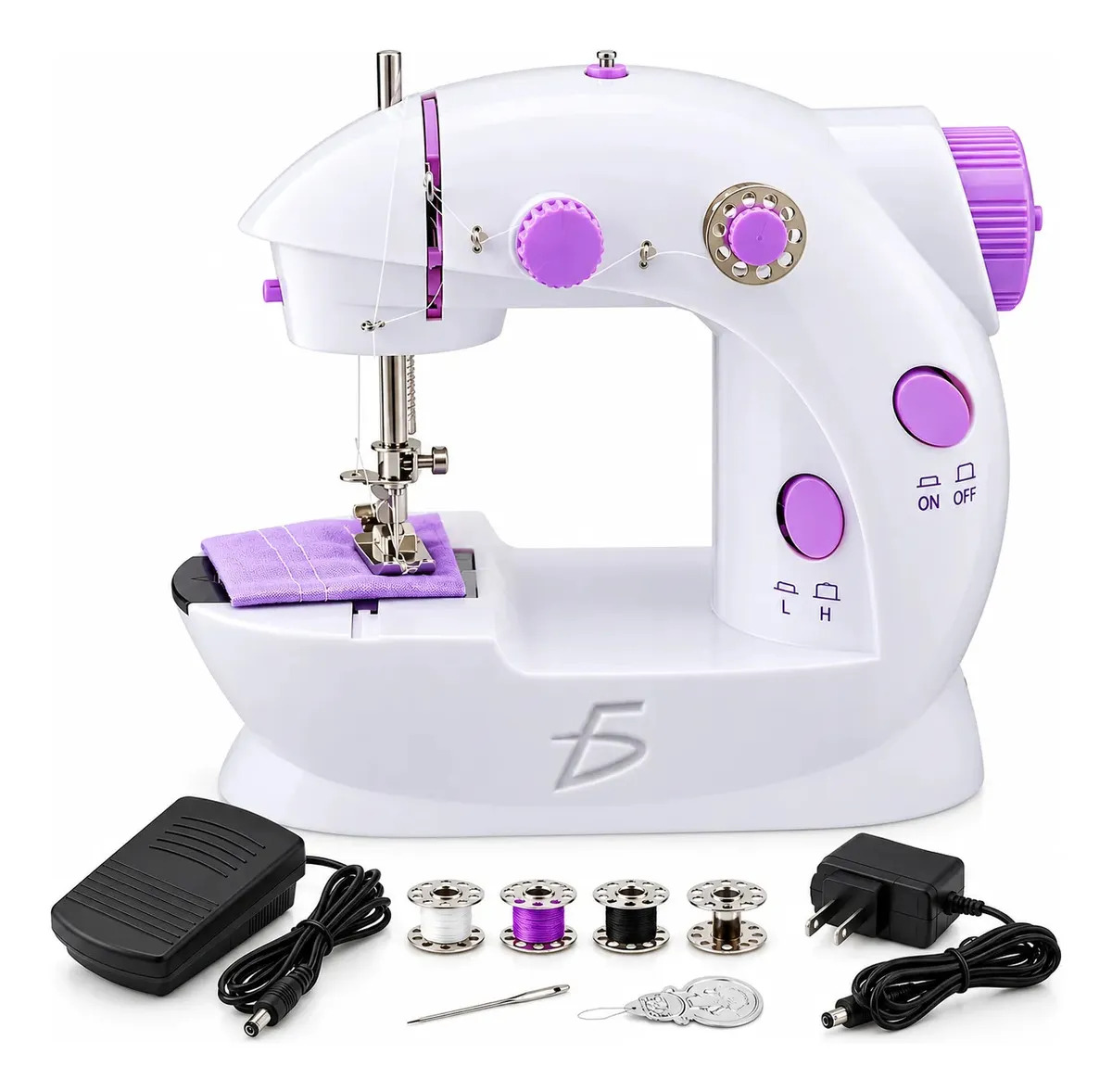 Mini Máquina de Coser Eléctrica Portátil con Pedal Luz LED Doble Hilo Dos Velocidades y Cortahilos HOG.66 Ele-Gate