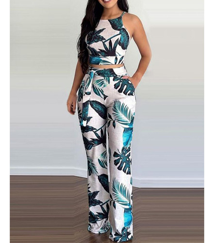 Conjunto De Pantalones Estampados Casuales Para Mujer, Estil