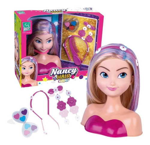 Boneca Nancy Hair Brincar De Cabeleireira C/ Maquiagem